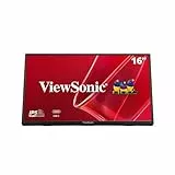 ViewSonic VA1650 Portabler Monitor 16 Zoll Full HD 1920 x 1080p mit 65W USB-C, Tragbarer Monitor für PC Mac, Android iOS Compatible, Zwei Lautsprecher, Verstellbarer Ständer