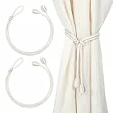 Tyqour 2 Stück Vorhang Raffhalter Verstellbar Boho Raffhalter für Vorhänge Weiß Gardinenhalter Vorhang Halter Gardinenband Vorhanghalter Gardinen Halterung für Zuhause, Büro, Fenster Dekorativ