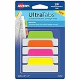 AVERY Zweckform Art. 74767 Haftstreifen transparent/neon (24 Haftnotizen, 63,5x25,4mm, beschreibbare Index Tabs Folie, ablösbare Klebezettel, Page Marker, Sticky Notes, Klebemarkierungen)