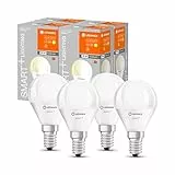LEDVANCE Smarte LED-Lampe mit WiFi Technologie, Sockel E14, Dimmbar, Warmweiß (2700 K), ersetzt Glühlampen mit 40 W, SMART+ WiFi Mini Bulb Dimmable, 4er-Pack