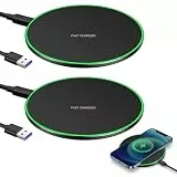 2Stück 35W Induktive Ladestation Schnelles Qi Ladegerät Schnelles Kabelloses Ladegerät Wireless Charger Pad kompatibel mit iPhone 16 15 14 13 12 Pro Max Samsung Galaxy S24 S23 S22 Ultra AirPods Pixel