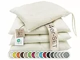 ZOLLNER 4er Set Sitzkissen in 40x40cm - gemütliche Stuhlkissen mit Bindebänder - waschbar bis 30°C - in Creme - Oeko Tex® Zertifiziert