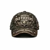 Generisch Old ers Club Vintage Baseball Cap, Adjustable Distressed Hat, Black Embroidered 100% Bitter Lifetime Member