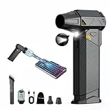 SEANCHEER 2-in-1 Elektrische Staubgebläse & Mini Staubsauger, 180000 U/min Stufenlose Drehzahlregelung Compressed Air Duster, 8000mAh Akku, für PC/Sofa/Auto. (Schwarz - mit Staubsauger)