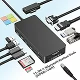 Microsoft Surface Dock 2, Surface Docking Station,11 in 1 Microsoft Surface Dock HDMI +VGA für Surface Pro 11/10/9/8/X/7/6/5/4/3, Surface Laptop 7/6/5/go/4/3/2/1, Surface Book 3/2/1