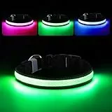 RUXAN Leuchtendes LED Hundehalsband USB Aufladbar, Wasserdicht Mit 3 Modi, Größe Einstellbar für Kleine Mittlere Große Hunde, Nacht Sicherheit