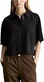 Marc OߴPolo Denim Damen Kurzarmbluse Cropped Relaxed Fit, Schwarz (Black), M
