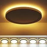 zemty 36W Deckenlampe LED Deckenleuchte Flach mit 8W Nachtlicht, 5200LM 2700K/ 3000K/ 4000K/ 5000K/ 6500K Wählbar Rund Schlafzimmer Lampe, Ø48x2.6 cm Modern Led Panel für Wohnzimmer Küche Esszimmer