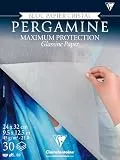 Clairefontaine 976100C - Block geleimt, 30 Blatt Pergaminpapier, DIN A4+ 24x32cm, 45g, flexibel und leicht transparent, geeigneter Schutz, 1 Stück