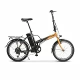 Nilox J1 Pro E-Bike, faltbares Elektrofahrrad, bis zu 40 km Reichweite, max. 25 km/h, 36 V 250 W Motor, 36 V – 8 Ah Akku, 20' x 2,1' Reifen, Shimano 6-Gang-Schaltung, Orange Grau