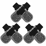 EXPAWLORER Rutschfeste Hundesocken, Pfotenschutz, doppelseitig, starke Traktion für Hartholzböden im Innenbereich, Hundeschuhe mit Griffen für ältere Hunde, Outdoor-Spaziergänge, Ashy XL (Upgraded)