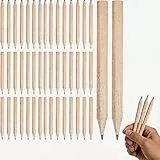 50er Set Mini Bleistifte (8,8 cm) - Vorgespitzte kurze Bleistifte HB, Kleine Holzbleistifte für Kindergarten Grundschule, Ideal als Golfbleistifte, Taschenbleistifte oder für Gästebücher Naturholz