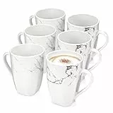 SÄNGER | Kaffeetassen Set Bilgola Marmor 6 tlg, Kaffeebecher Porzellan für 6 Personen, Kaffeetassen & Becher spülmaschinenfest Tassen Set für Kaffee & Tee, 350 ml | PREMIUM COLLECTION
