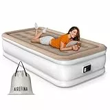 Airefina Luftbett 1 Person mit Eingebauter Pumpe, Luftbett Selbstaufblasend Matratze in 2,5 Minuten, Tragbare Gästebett Aufblasbar, Luftmatratze für Camping und Zuhause –190 × 99 × 40 cm