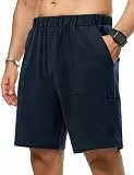 Wayleb Kurze Sporthose Herren Bequem mit Taschen Shorts Freizeit Zuhause Sommer, Navy blau-B XL