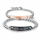 Cupimatch Paare Armband mit Gravur “Ich bin dein”“Du bist mein für Verliebte Edelstahl Schmuck Damen Silber Farbe