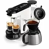 PHILIPS Senseo Switch Pad- und Filterkaffeemaschine, 2-in-1-Brühtechnologie, 1-Liter-Wasserbehälter, 7 Tassen in einem Durchgang, Farbe: Weiß (HD6592/04)