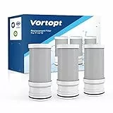 Vortopt NSF-zertifizierter Ersatz für T1-ACF/T2-ACF Wasserhahnwasser, 3–6 Monate Lebensdauer, reduziert Chlor, Geschmack und Geruch, T1/T2-Filter (3 Stück)