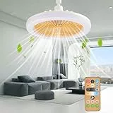 ZeiLaBang Kakadi Ventilator lampe,Deckenventilator mit LED Licht E27,30W LED Deckenleuchte mit Lüfter,Lampe Mit Lüfter,eckenventilator Mit Fernbedienung,Leiser Deckenventilator für Schlafzimmer