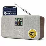 MangoKit SR20 Stereo Internetradio WLAN, DAB Radio mit Bluetooth, DAB Plus Radios, Digitalradio, UKW Internet Radio, Küchenradio, Podcast Player, App Fernsteuerung, Farbdisplay,Doppelalarm-Walnuss