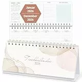 KONVINIT Tischkalender 2026- Wochenplaner für Büro & Homeoffice - 1 Woche 2 Seiten mit Notizen, To-dos & Wochenziel - Kalender 2026 zum Aufstellen,Format: 29,7 x 11,6 cm (Querformat)