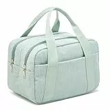 Jiliyote Kulturtasche und Kulturbeutel Damen Cord mit Aufteilung,Waschtasche und Kosmetiktasche Organizer für Reise und Alltag,Hellgrün