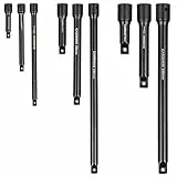 CASOMAN 9 Pieces Extension Bar Set, 1/4', 3/8' and 1/2' Drive Socket Extension, Premium Chrome Vanadium Steel with Black Phosphate Finish