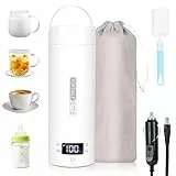 Dreamhigh® Reisewasserkocher, 450ml Mini Wasserkocher, 96W Wasserkocher Klein aus Edelstahl, Auto Wasserkochers, Unterwegs Heizung Automatisch Abschalten für Tee,Kaffee,Babymilch Auto (12V)