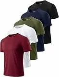 Cimic 5er Pack Sport Tshirts Herren Funktionsshirt Sportshirt Herren Kurzarm T Shirt Atmungsaktive Trainingsshirt Männer Fitness Gym Laufshirt Wandershirt Men Set 510 Black White Green Navy Red L