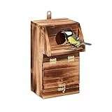 Relaxdays Nistkasten für Kohlmeise & Gartenrotschwanz, mit Reinigungsklappe, Holz, Vogelnistkasten zum Aufhängen, Natur