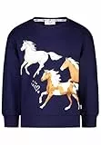 SALT AND PEPPER BY KIDS PARK Mädchen Kapuzen-Sweatshirt mit Pferde Druckmotiv T-Shirt, True Navy, 128 cm-134 cm