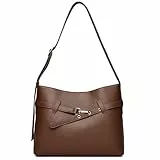 Travistar Umhängetasche Damen Mittelgroß Handtasche Damen Leder Crossbody Bag Damen Tasche Hobo Schultertasche mit Verstellbarer Schultergurt Braun