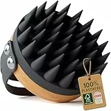 HELDSON® Premium Kopfhaut Massagebürste - FSC®100% - Kopfmassage Bürste - Scalp Massager Brush - Haar Massagebürste Haare - Hair Care Kopfhaut Peeling - Kopf Massage - Scalp Scrub [Onyxschwarz]