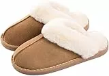 Kemosen Damen Hausschuhe Herren Pantoffeln Winter Warme Weiche Slippers Plüsch Flauschige Flache Schuhe,Khaki,44/45 EU