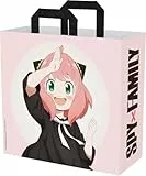 Konix Spy x Family Einkaufstasche - Maße 40 x 45 x 20 cm - Recyceltes Material - Motiv Anya - Rosa