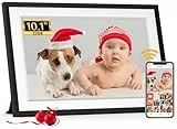 FRAMEO Digitaler Bilderrahmen WLAN 10,1 Zoll - 1280x800 IPS Touchscreen Digitale Bilderrahmen, 32GB Speicher, Auto Rotation Elektronischer Fotorahmen, Teilen Sie Fotos/Videos Sofort (Schwarzweiß)