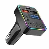 Ruwshuuk FM-Transmitter für Auto, kabelloser FM-Transmitter für MP3-Player, Dual-USB-Anschluss, kabellos, Multigerät mit Typ-C-Empfänger zur Verbesserung von Stereo und Freisprechanrufen