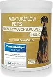 Grünlippmuschel Hund TESTSIEGER - 500g natürliches Grünlippmuschelpulver für Hunde - Unterstützung der Gelenkfunktion - Grünlippmuschel für Hunde mit Hoher Akzeptanz - Grünlippmuschelpulver Hund