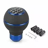 Juttzzei Schaltknauf 5 Gang, Universal Schaltknüppel, Verbessert Leder Auto Schalthebel mit 4 Adaptern 8mm 10mm 11mm 12mm für Manueller Autos mit 5 Gang Schaltgetriebe - Blau