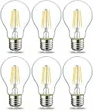 Amazon Basics LED-Leuchtmittel, Edison-Sockel E27, 4,3 W (entspricht 40-W-Glühbirne), nicht dimmbar, klares Filament, 6 Stück (1er Pack), Warmweiß