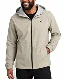 Spyder Herren-Regenjacke, wasserdicht, leicht, mit Kapuze, Windbreaker, Oberbekleidung für Golf, Wandern und Outdoor (Größe S-XL), Stone Beige, Large