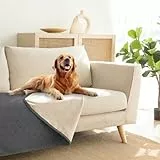 Amarrirose wasserdichte Hundedecke,80x100cm Outdoor Hundematte Waschbar für Grosse Hunde,Flauschig Katze ndecke und Weich Beidseitiger Sofabezug-Schutz,Grau+Beige