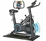 Heimtrainer Fahrrad, SLUNSE Leises Hometrainer Ergometer mit APP Verbessertem LCD-Monitor, Spinning Bike Indoor mit Verstellbarem Widerstand, Fitnessbike bis 180KG für Kardio-Training zu Hause