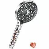 Duschkopf mit Filter - YEAUPE PRO Duschkopf Wassersparend mit 6 Strahlarten, Duschkopf mit Kalkfilter, Wassersparender Duschkopf Druckerhöhend, Duschkopf Regendusche Gross(130mm Durchmesser), Chrom