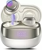 DUSONLAP Bluetooth Kopfhörer, Mini In Ear Kopfhörer Kabellos Bluetooth 5.4 HiFi Immersiv Sound, 47Std Spielzeit Schlafkopfhörer mit Passiver Geräuschmaskierung, LED-Anzeige Earbuds für Schlaf Weiß