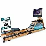 Sportstech Rudergerät Wasser für Zuhause, Deutsche Qualitätsmarke, Eichenholz FSC®-Zertifiziert, authentisches Rudererlebnis, klappbar, LED-Wassertank, 21,5' Display mit App, 360° drehbar, AquaElite