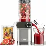 Anybear Entsafter, 200W Slow Juicer Kaltentsafter mit 110 mm großem Einfüllschacht für ganze Früchte/Gemüse | Upgraded Schnecke | Tritan-Material | BPA-frei | Inkl. Saftrezepte (Silber & Orange)
