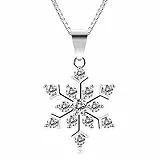 B.Catcher Halskette Schneeflocken Damen Kette Anhänger 925 Sterling Silber Valentinstag Geschenk''Die Eiskönigin''45cm Kettenlänge