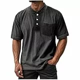 KOG T-Shirts für Herren Sommer Tshirts Kurzarm Oberteile Einfarbige Wandershirt Loose Fit Baumwolle Bekleidung Junge Arbeitsshirt Lässig Sportshirt Jungen Bequemes Top Schwarz 5XL