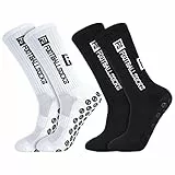 Firtink 2 Paar Fußballsocken, 39-46 Fussball Socken Sportsocken Fußball Anti Rutsch Grip Fußball Socken für Herren Damen Fussball Basketball Laufen